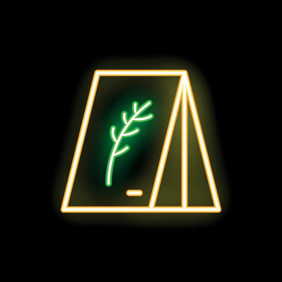 Glowing neon sign of paper bag for seeds on a black background vector