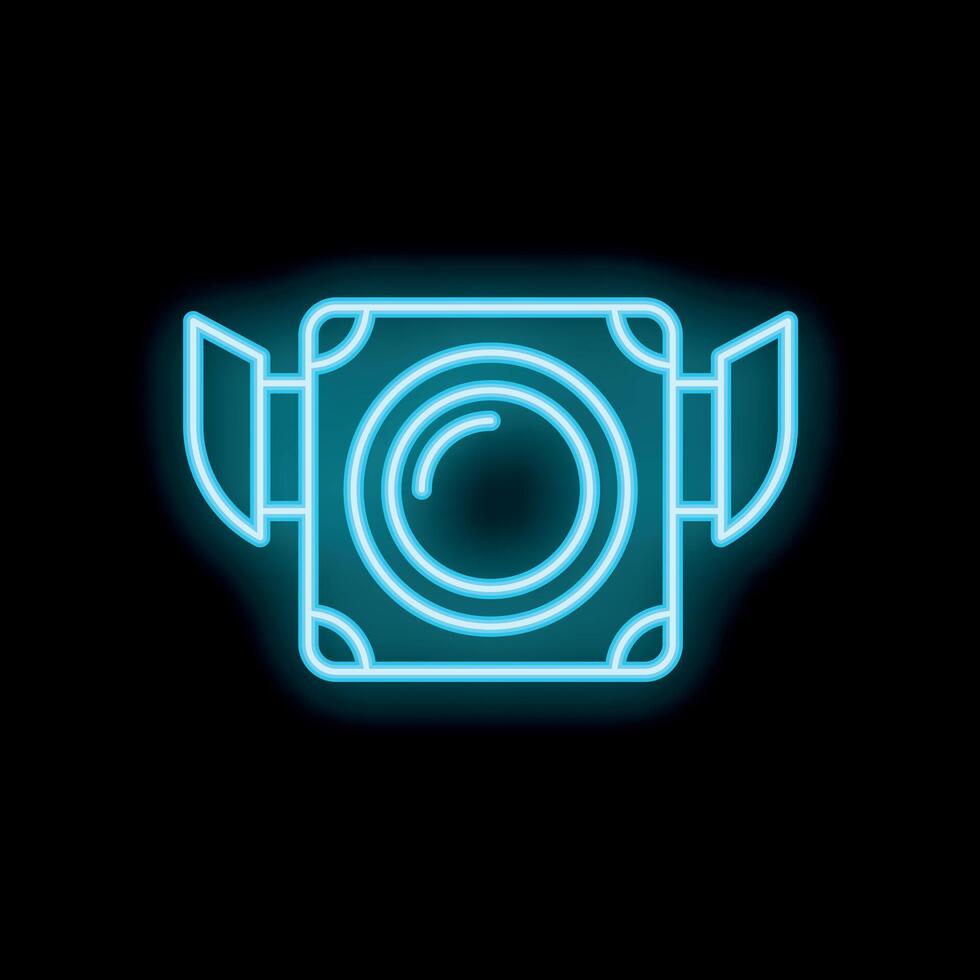 Blue neon spot light shining in the dark vector