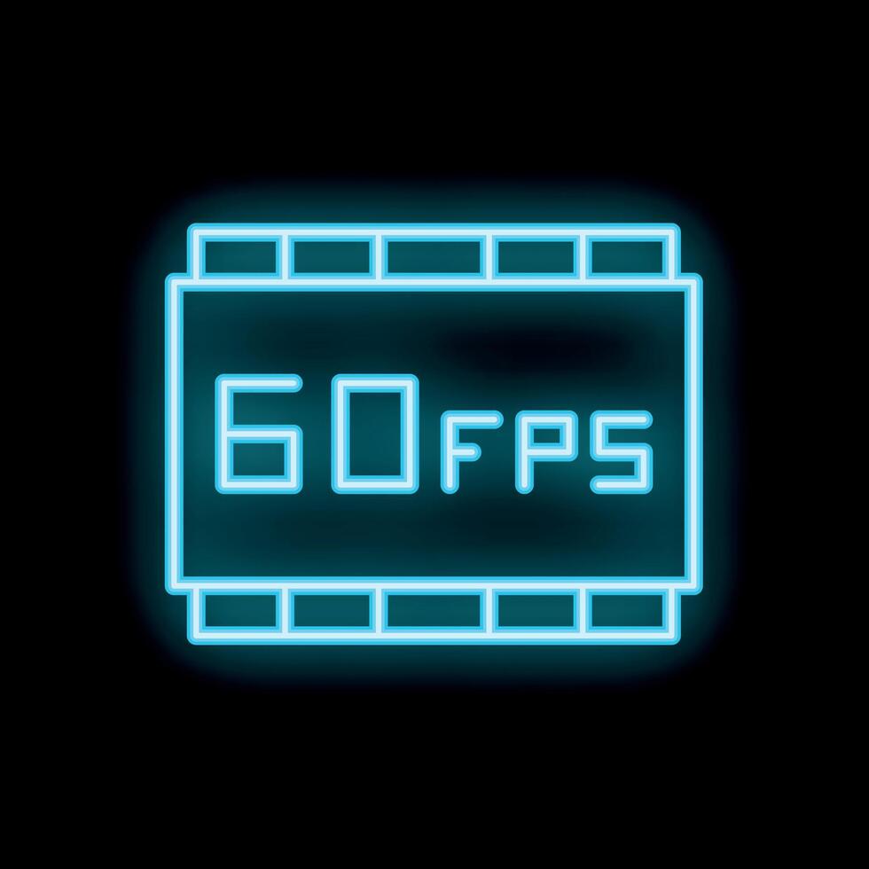 Neon icon of ram memory module showing 60 fps refresh rate vector