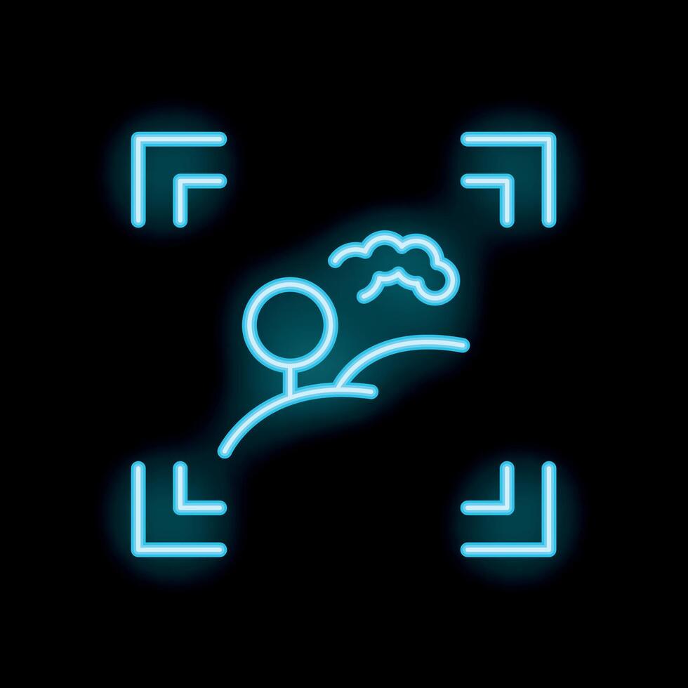 Neon focus target icon focusing on nature environment with tree and clouds vector