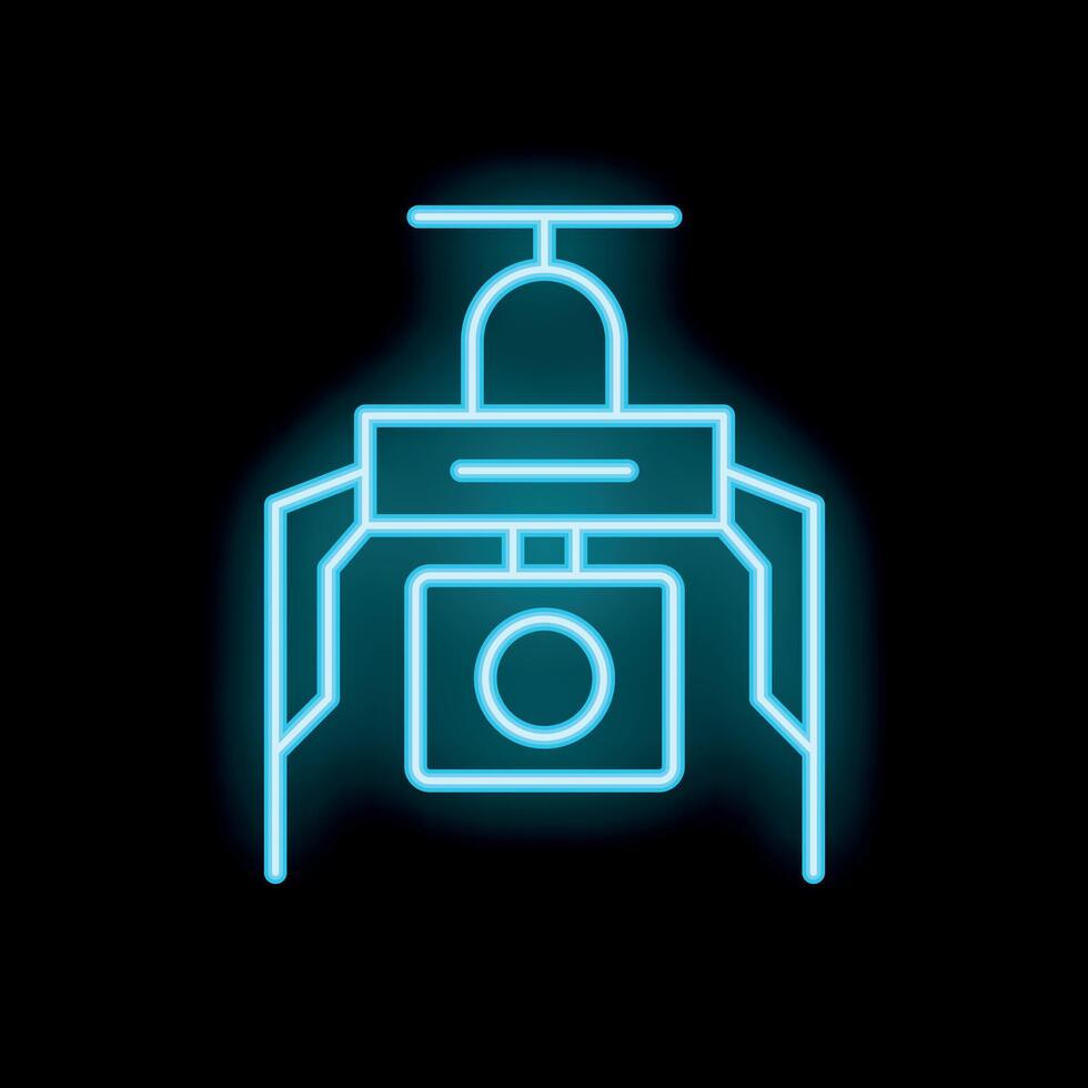 Neon sign showing a drone delivering a package vector
