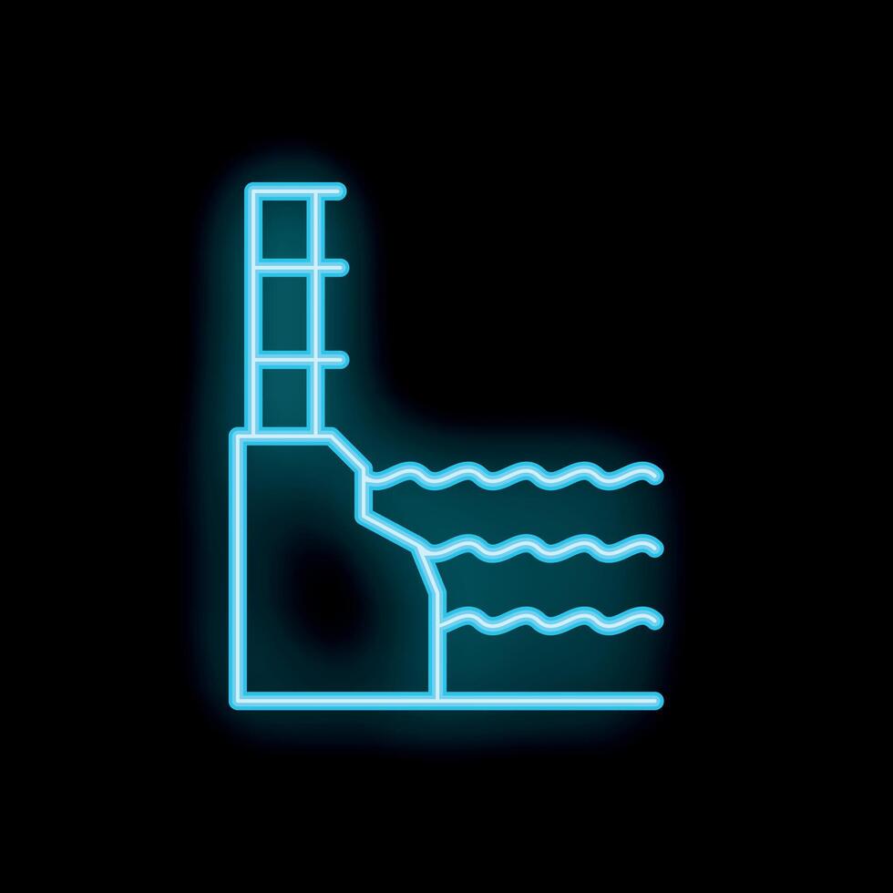 Neon swimming pool with ladder on brick wall icon light background vector