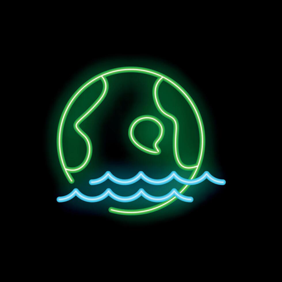 Neon sign depicting global warming with rising sea levels vector