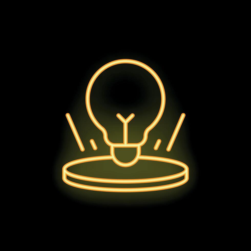 Neon lightbulb shining on stage with rays of light vector