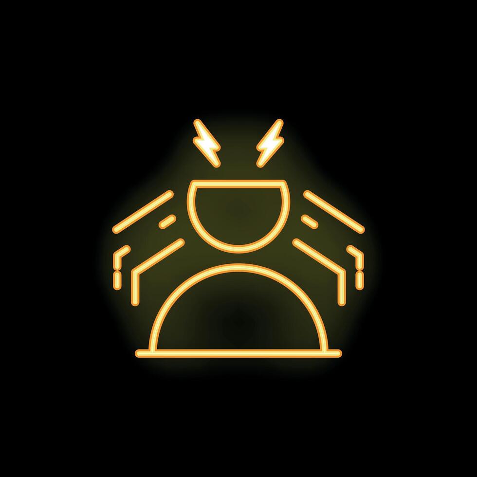 Neon icon of person experiencing a headache with electric shock symbolism vector