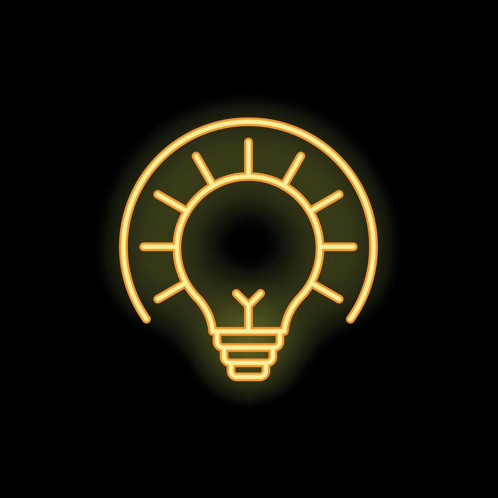 Neon lightbulb shining spreading rays of light vector