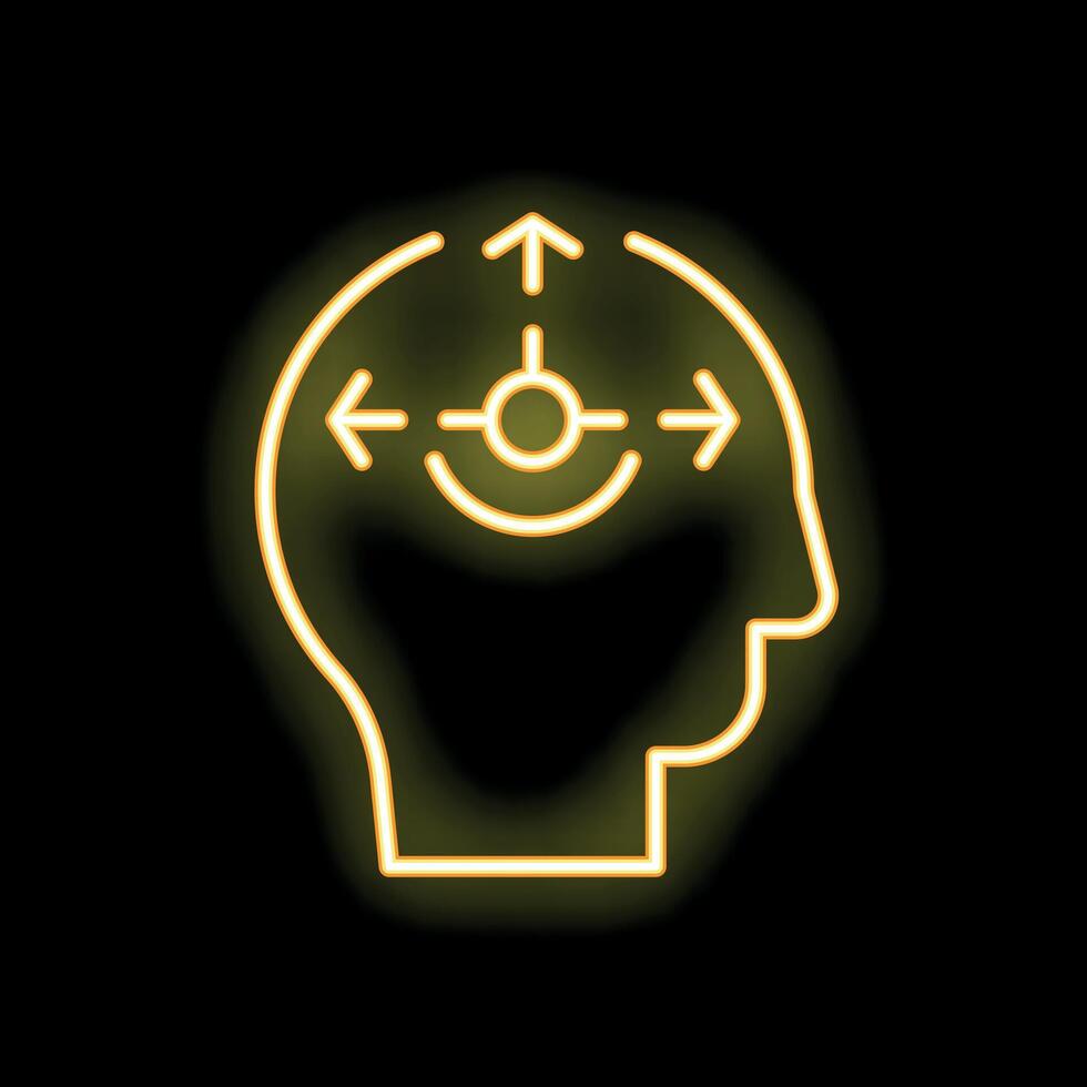 Neon head thinking about decision making process vector