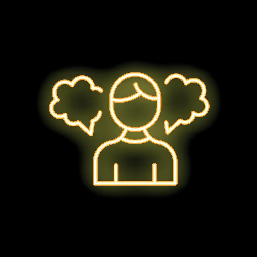 Neon icon representing man choosing between two options vector