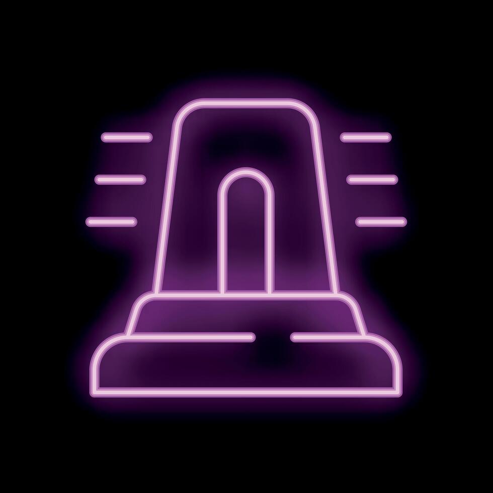 Neon siren light flashing in purple on black background vector
