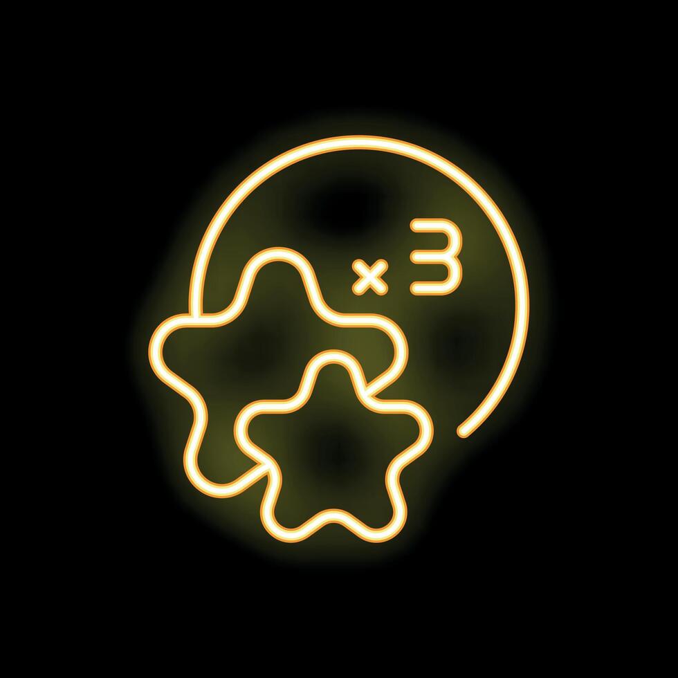 Neon sign showing three stars inside a circle on a black background vector
