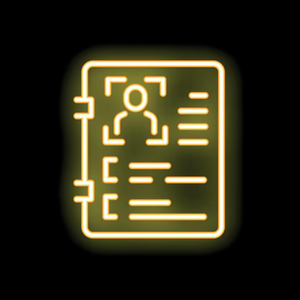 Neon yellow id card shining in the dark vector