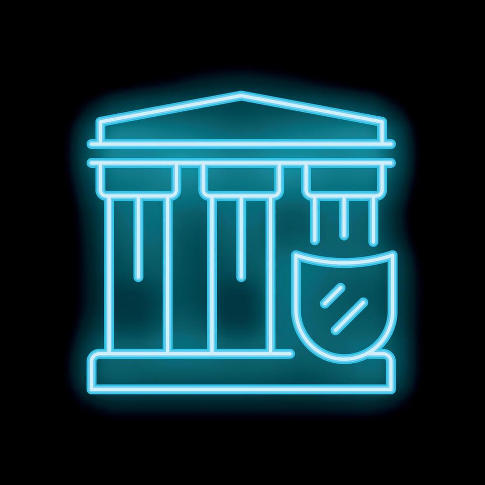 Neon bank icon representing financial security and trust vector