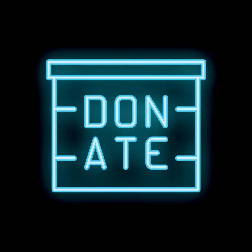 Neon sign with text donate on the brick wall showing charity and support vector