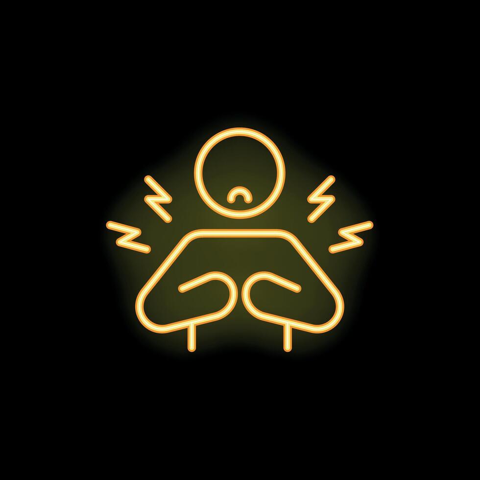 Neon icon of a person feeling sick with chest pains vector