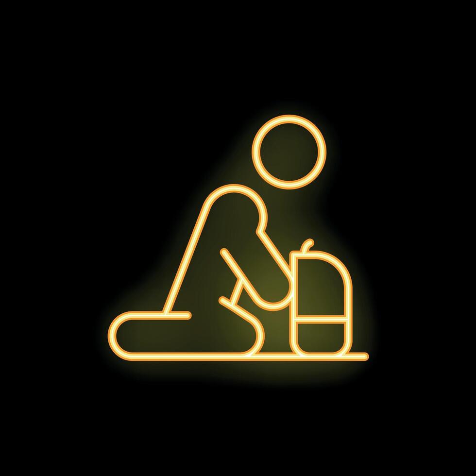 Neon style icon of person praying on knees vector