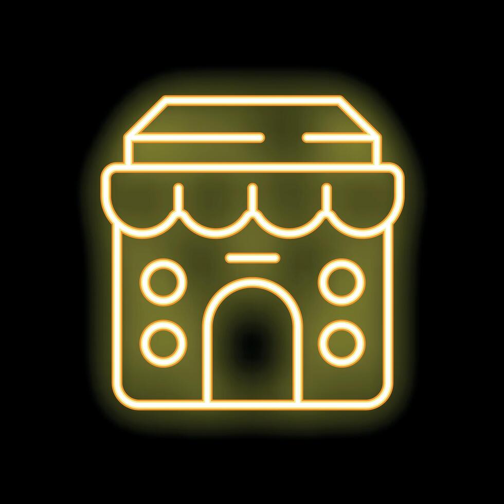 This glowing neon sign of a shop or store front is set on a black background vector