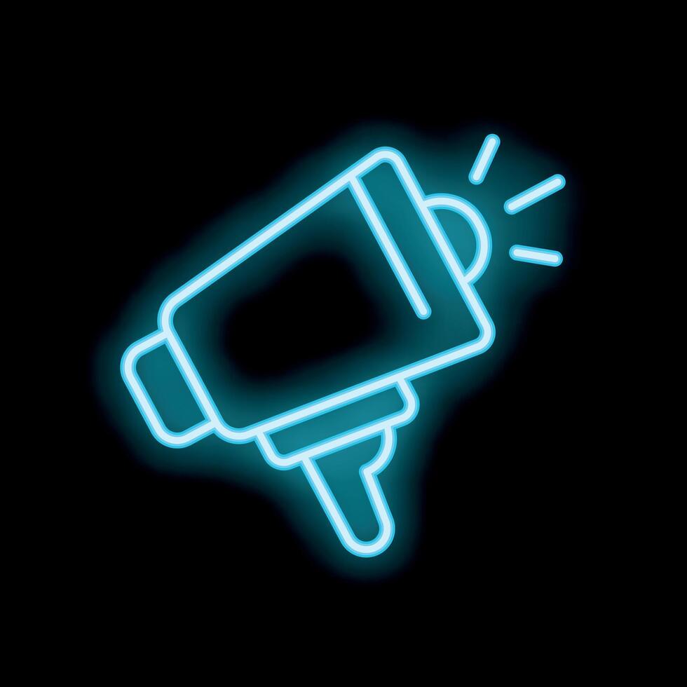 Neon megaphone shining in the dark, public relations concept vector