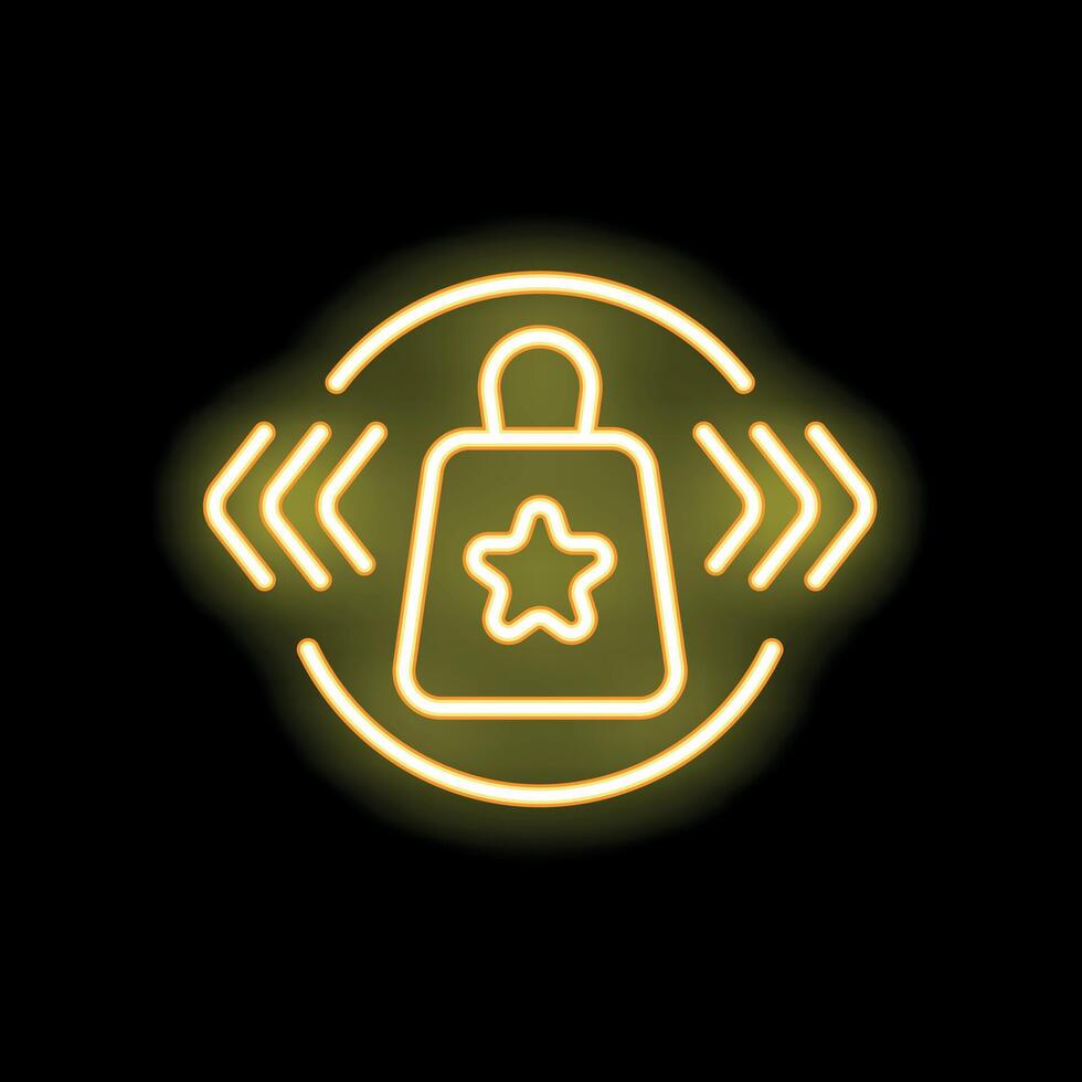 Neon sign representing loyalty program with shopping bag and star symbol vector