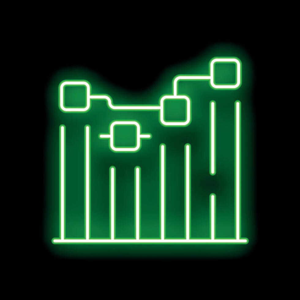 Neon green blockchain technology symbol on a black background vector