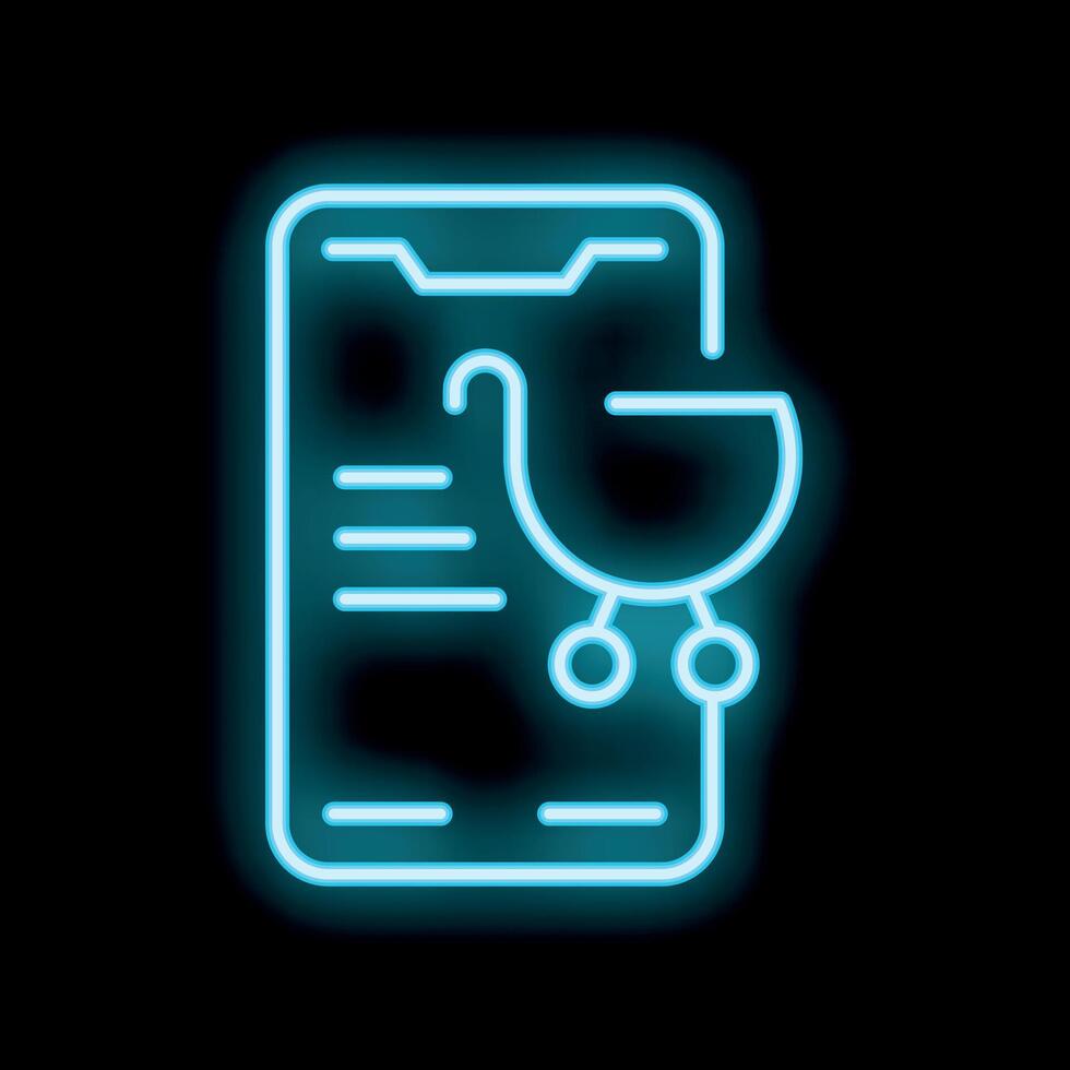 Neon icon of smartphone showing baby stroller for online shopping vector