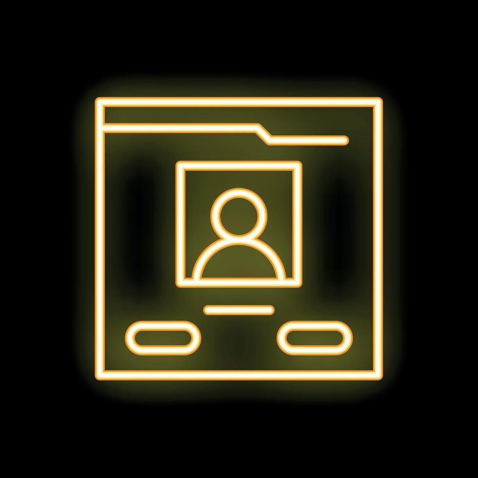 Neon yellow id card glowing on black background vector