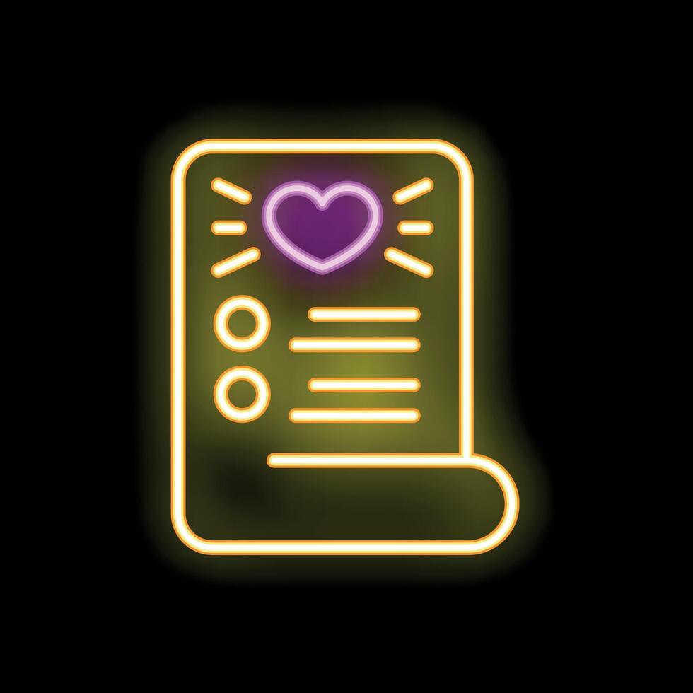 Neon love list shining on black background vector
