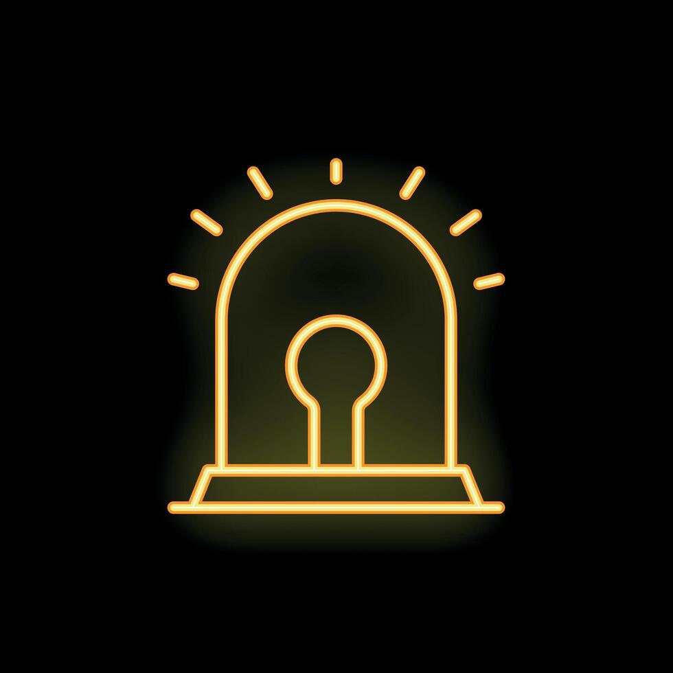Neon siren light flashing in yellow on a black background vector