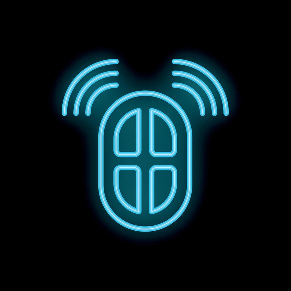 Neon icon of smart home security system sending signal vector