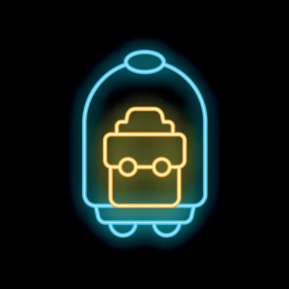 Neon icon of a robot wearing a protective suit vector