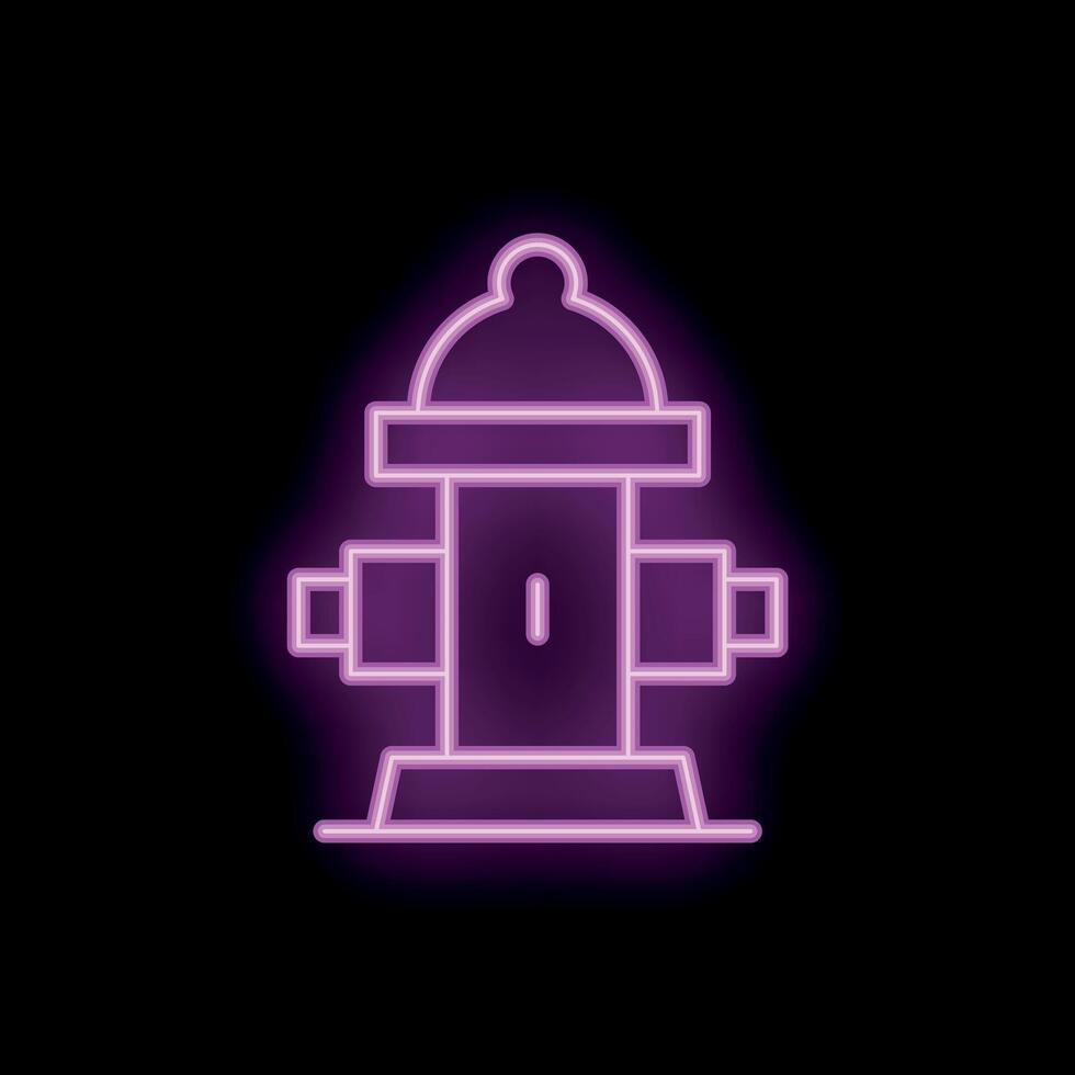 Neon icon of fire hydrant glowing in dark vector