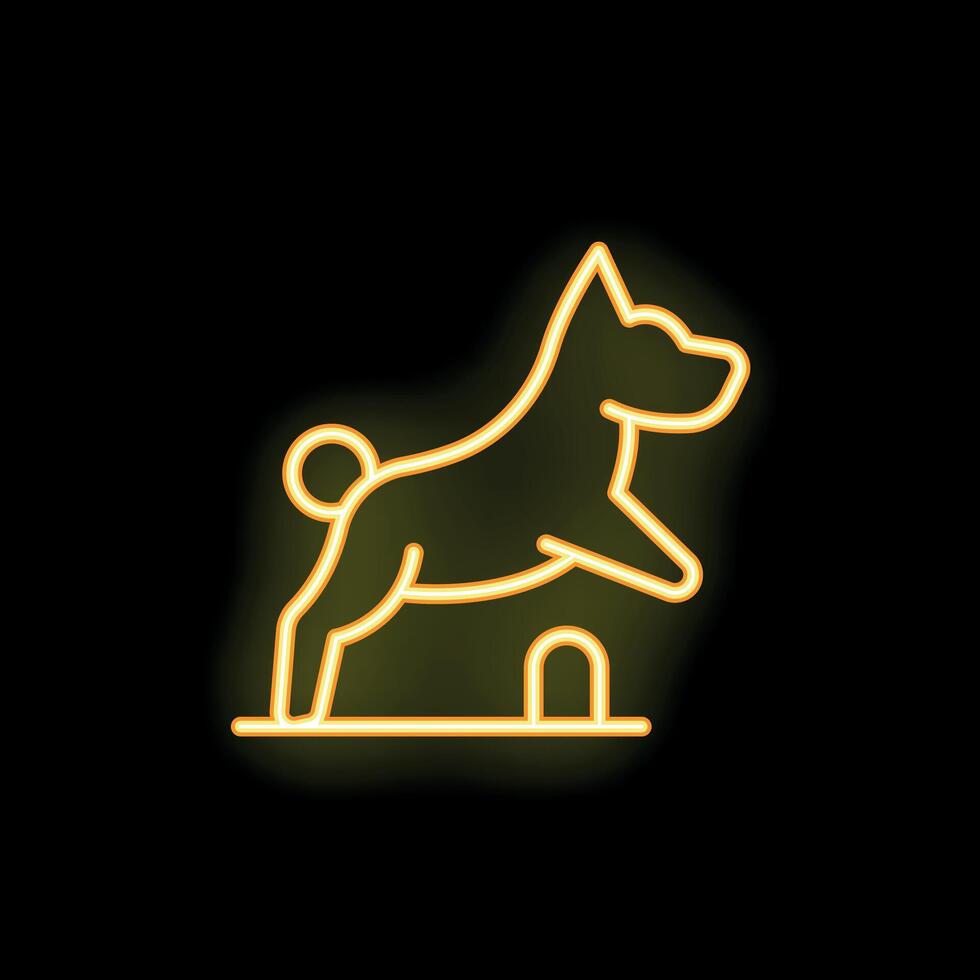 Neon sign of dog jumping over obstacle in agility competition vector