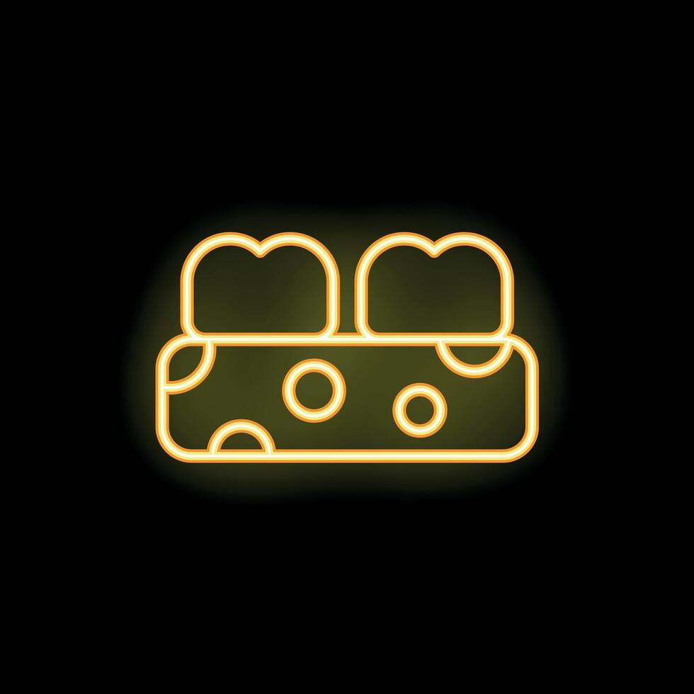 Yellow neon icon of a dental bridge replacing missing teeth vector