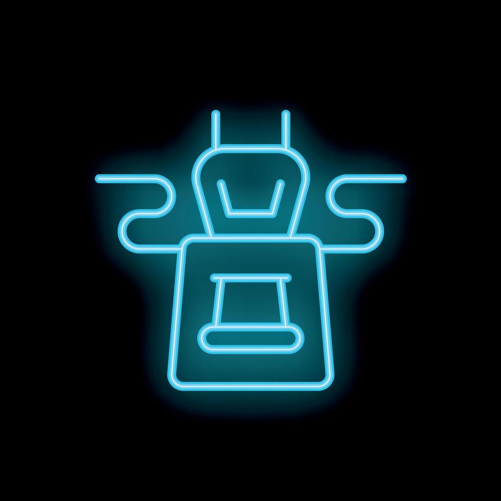 Blue glowing neon line baby swing icon isolated on black background vector