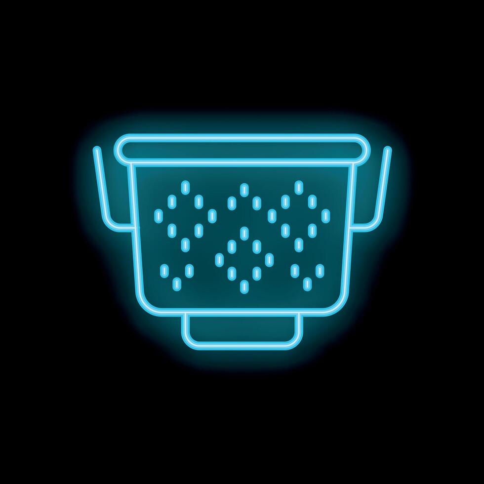Neon blue colander shining on black background vector