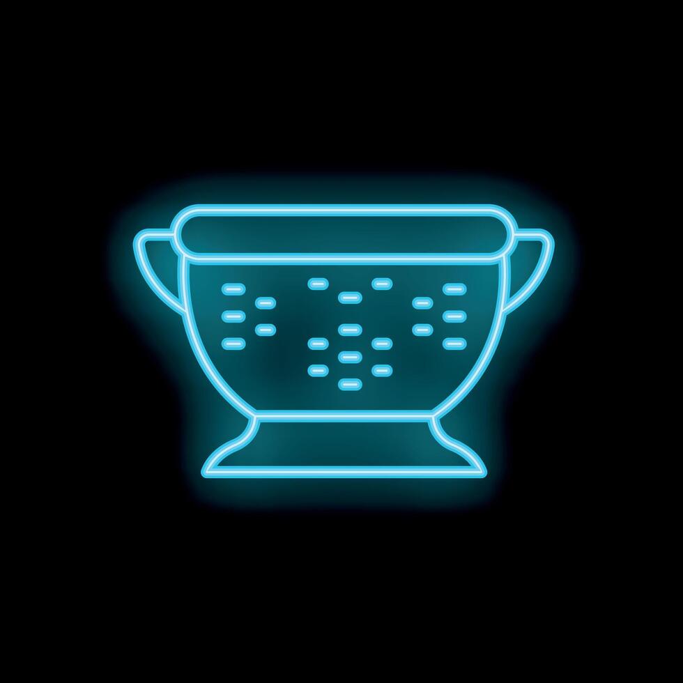 Neon colander glowing on black background vector