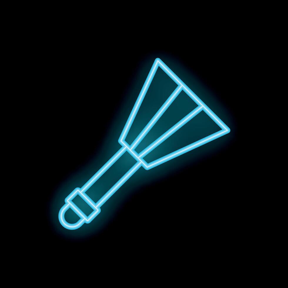 Blue neon icon of a whisk for bakery on black background vector