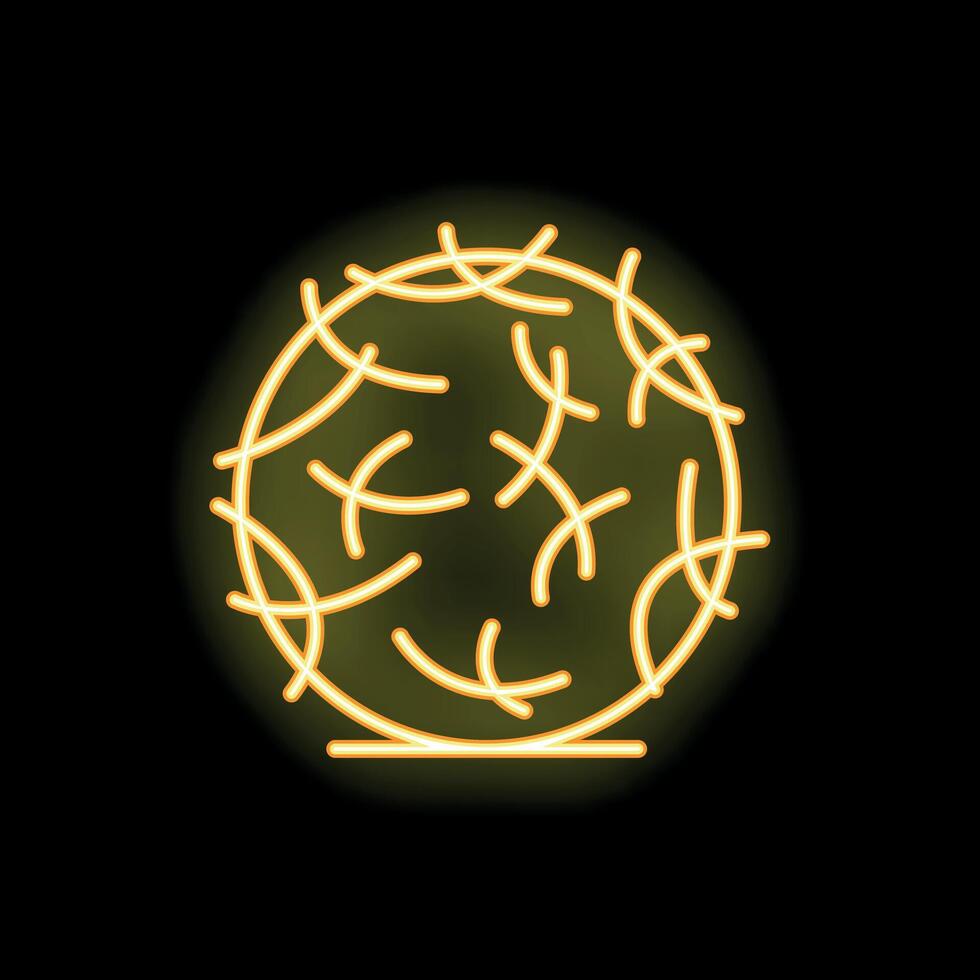 Neon yellow tumbleweed glowing on dark background vector