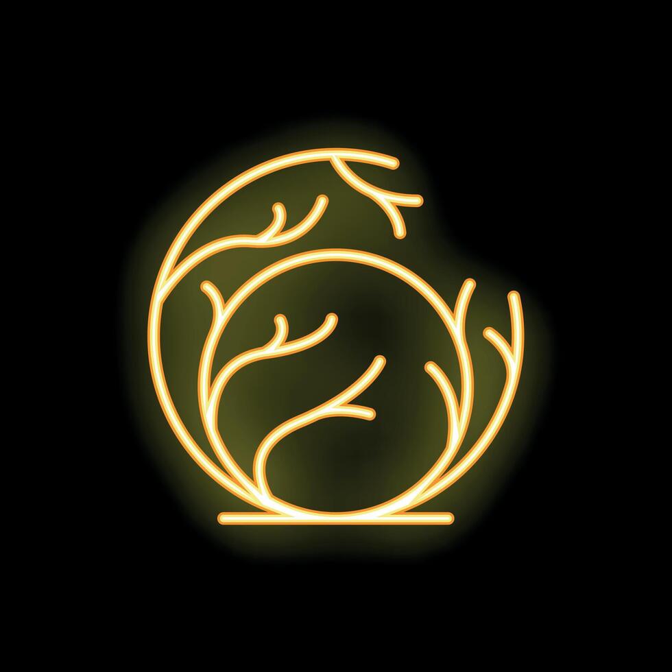 Glowing neon icon of cabbage vegetable on black background vector