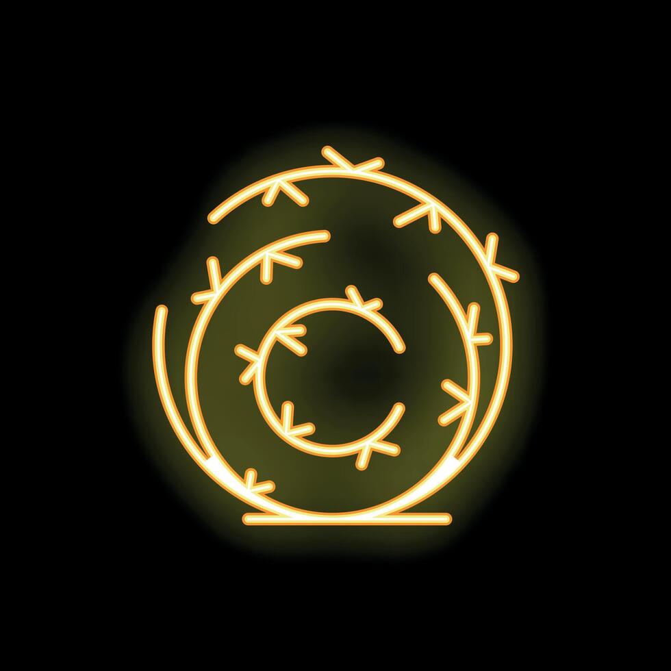 Glowing neon sign of tumbleweed growing on black background vector