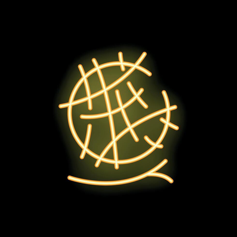 Neon yellow basketball ball glowing on a black background vector