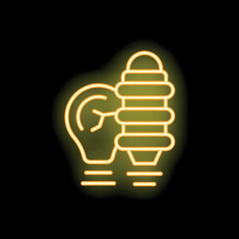 Neon icon of energy saving light bulb representing sustainability vector