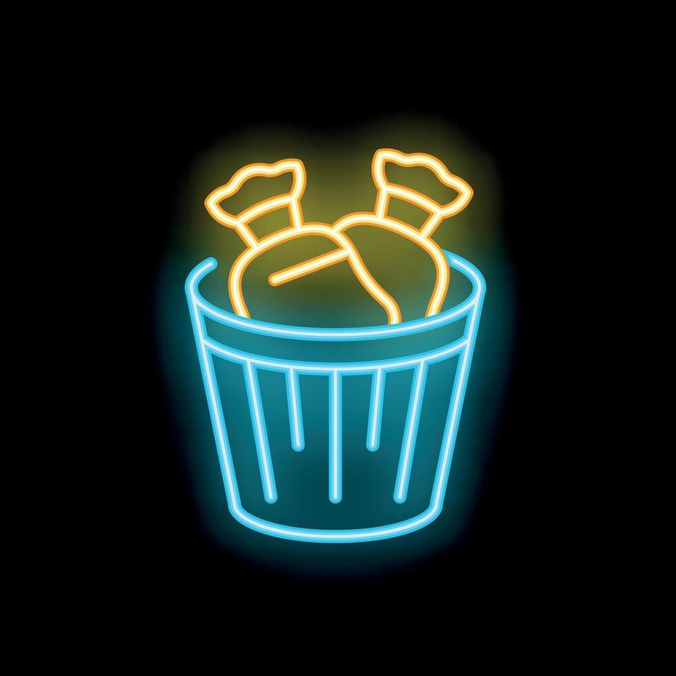 Neon sign of trash can holding two full garbage bags vector