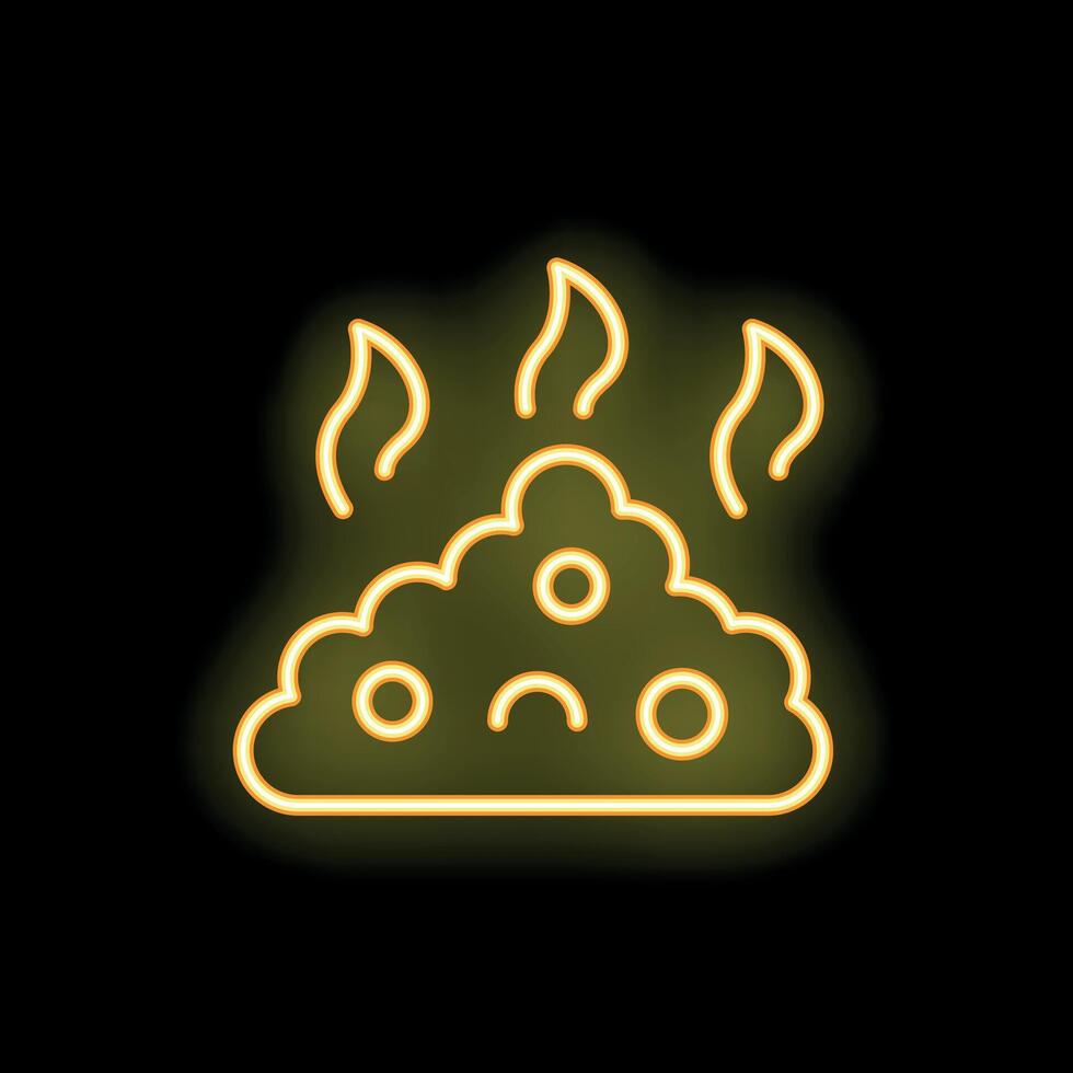 Yellow neon icon of stinky poop cloud giving off a bad smell vector