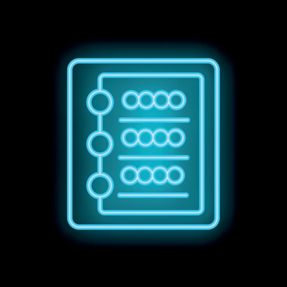 Neon blue abacus icon glowing on black background vector