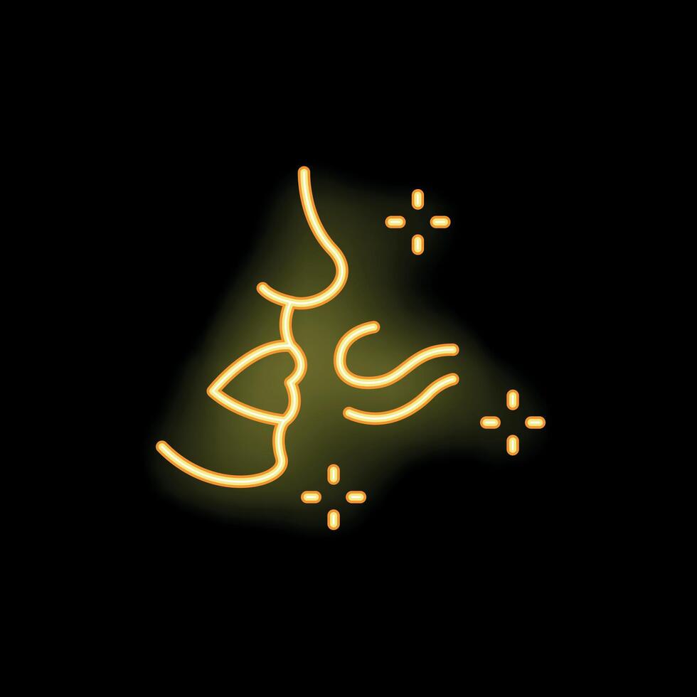 Neon sign showing two people kissing with stars around vector