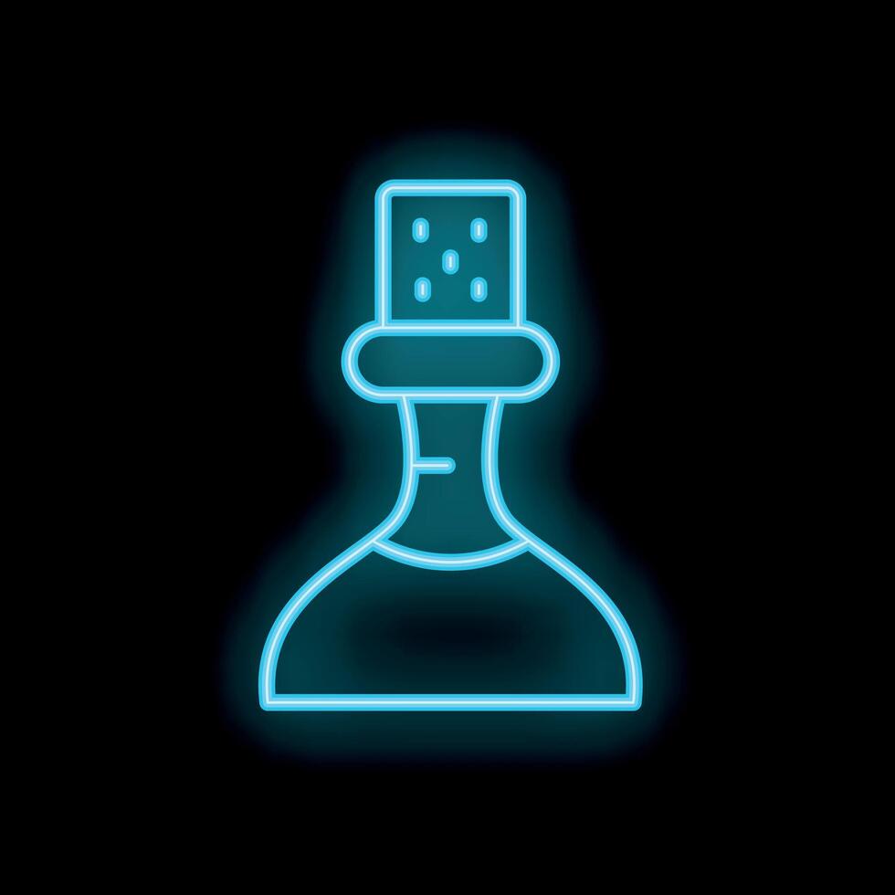 Glowing neon line wine bottle icon isolated on black background vector