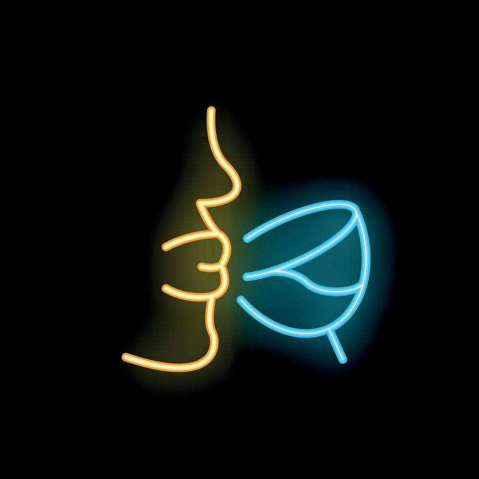 Neon sign of a person drinking wine from a glass vector