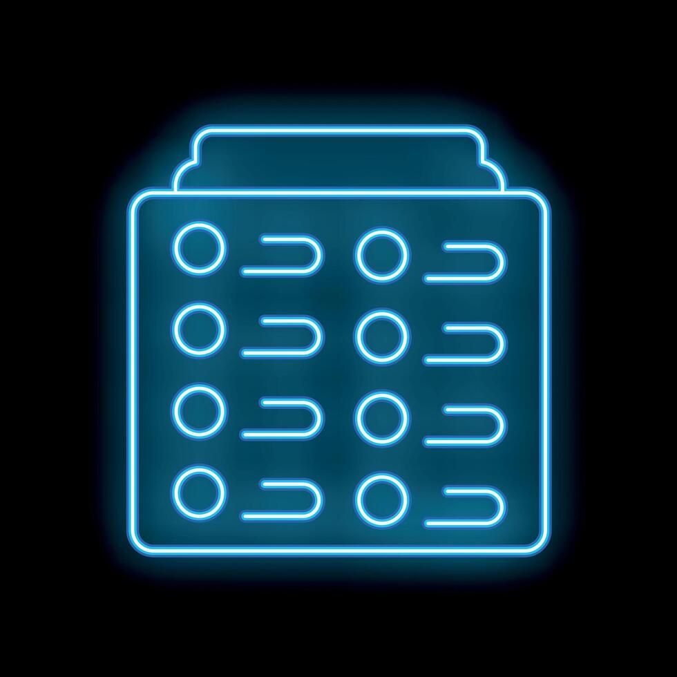 Blue neon style icon of a scoreboard on a black background vector