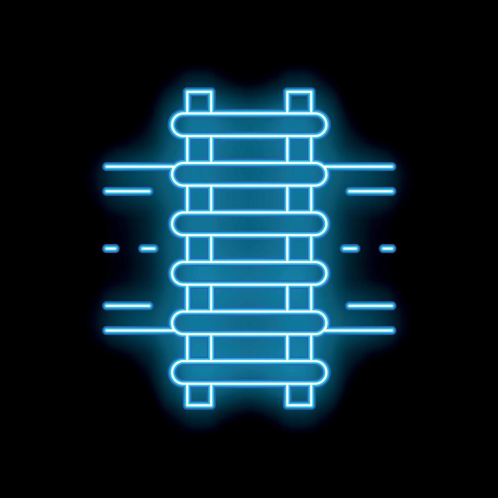 Blue neon style swimming pool ladder icon glowing on black background vector