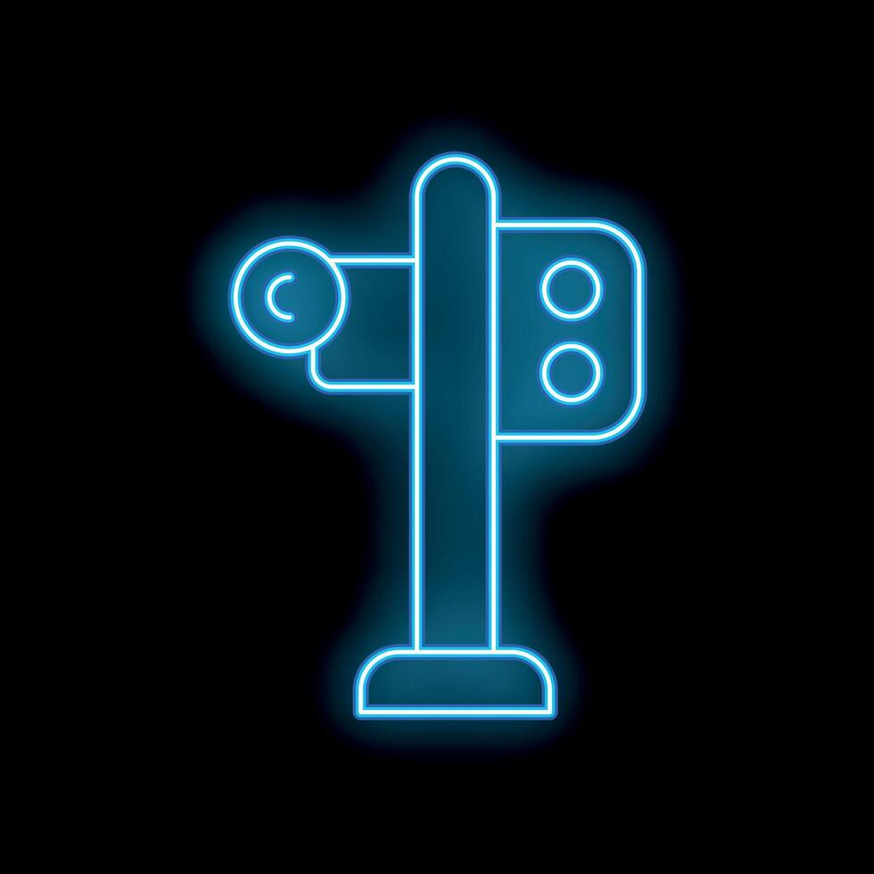 Glowing neon line traffic light icon isolated on black background vector